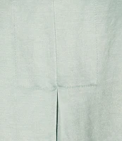 Eileen Fisher Plus Satin Linen Blend Stand Collar Long Sleeve Cardigan