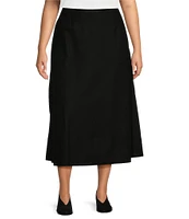 Eileen Fisher Plus Size Boiled Wool Jersey Elastic Waist A-Line Midi Skirt