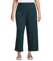 Eileen Fisher Plus Size Crinkle Knit Jersey Wide Leg Pull-On Pants