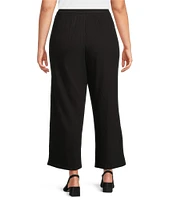 Eileen Fisher Plus Size Crinkle Knit Jersey Wide Leg Pull-On Pants