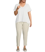 Eileen Fisher Plus Size Easy Organic Cotton Jersey Knit V-Neck Short Sleeve Tee