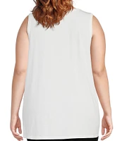 Eileen Fisher Plus Size Lightweight Tencel Jersey Crew Neck Tank