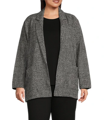 Eileen Fisher Plus Size Notch Lapel Collar Long Sleeve Open Front Jacket