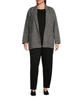 Eileen Fisher Plus Size Notch Lapel Collar Long Sleeve Open Front Jacket