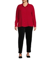 Eileen Fisher Plus Size Organic Cotton Stretch Side Zip Velveteen Ankle Pants