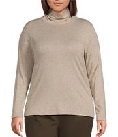 Eileen Fisher Plus Size Organic Cotton Tencel™ Knit Turtleneck Long Sleeve Slim Top