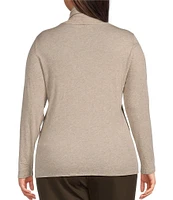 Eileen Fisher Plus Size Organic Cotton Tencel™ Knit Turtleneck Long Sleeve Slim Top