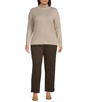 Eileen Fisher Plus Size Organic Cotton Tencel™ Knit Turtleneck Long Sleeve Slim Top