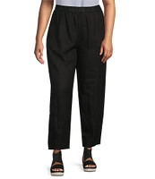 Eileen Fisher Plus Size Organic Linen Pleated Lantern Ankle Pants