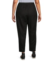 Eileen Fisher Plus Size Organic Linen Pleated Lantern Ankle Pants