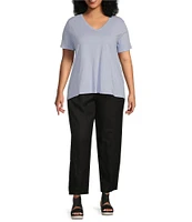 Eileen Fisher Plus Size Organic Linen Pleated Lantern Ankle Pants