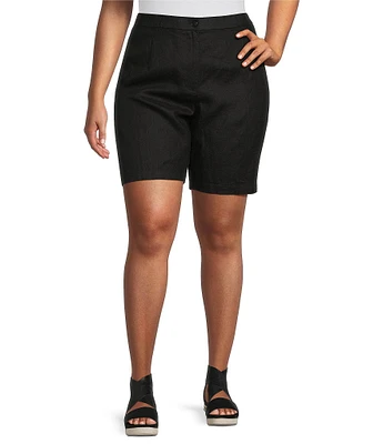 Eileen Fisher Plus Size Organic Linen Wide Leg Shorts