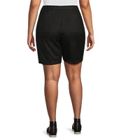 Eileen Fisher Plus Size Organic Linen Wide Leg Shorts
