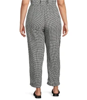 Eileen Fisher Plus Size Puckered Organic Linen Gingham Taper Ankle Coordinating Pants