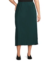 Eileen Fisher Plus Size Silk Double Crepe Bias Pull-On Long Skirt