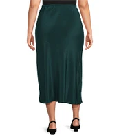 Eileen Fisher Plus Size Silk Double Crepe Bias Pull-On Long Skirt