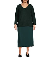 Eileen Fisher Plus Size Silk Double Crepe Bias Pull-On Long Skirt