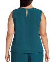 Eileen Fisher Plus Size Silk Georgette Crepe Crew Neck Sleeveless Tank