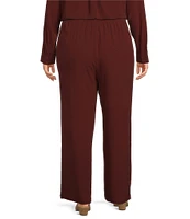 Eileen Fisher Plus Size Silk Georgette Crepe Wide Leg Pull-On Ankle Pants