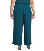 Eileen Fisher Plus Size Silk Georgette Crepe Wide-Leg Pull-On Ankle Pants
