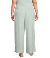Eileen Fisher Plus Size Silk Georgette Crepe Wide-Leg Pull-On Ankle Pants