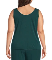 Eileen Fisher Plus Size Stretch Silk Jersey Scoop Neck Tank