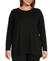 Eileen Fisher Plus Size Tencel Jersey Crew Neck Long Sleeve Tunic