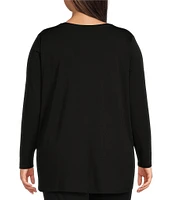 Eileen Fisher Plus Size Tencel Jersey Crew Neck Long Sleeve Tunic