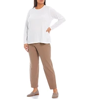 Eileen Fisher Plus Size Tencel Jersey Knit Long Sleeve Crew Neck Top