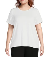 Eileen Fisher Plus Size Tencel Lightweight Jersey Crew Neck Short Sleeve Shirt