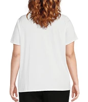 Eileen Fisher Plus Size Tencel Lightweight Jersey Crew Neck Short Sleeve Shirt