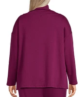 Eileen Fisher Plus Size Tencel™ Lyocell Cozy Brushed Terry Funnel Neck Long Sleeve Boxy Top