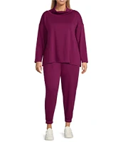 Eileen Fisher Plus Size Tencel™ Lyocell Cozy Brushed Terry Funnel Neck Long Sleeve Boxy Top