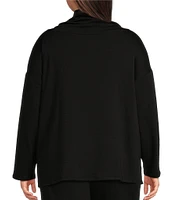 Eileen Fisher Plus Size Tencel™ Lyocell Cozy Brushed Terry Funnel Neck Long Sleeve Boxy Top