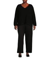 Eileen Fisher Plus Size Tencel™ Lyocell Double Knit Wide Leg Pull-On Ankle Pants