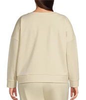 Eileen Fisher Plus Size Tencel™ Lyocell Ponte Knit Round Neck Long Sleeve Boxy Top