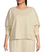 Eileen Fisher Plus Size Tencel™ Lyocell Ponte Knit Round Neck Long Sleeve Boxy Top