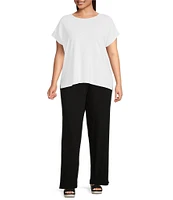 Eileen Fisher Plus Size Tencel™ Lyocell Stretch Knit Jersey Straight Leg Pull-On Pants