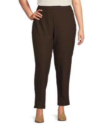 Eileen Fisher Plus Size Textured Washable Stretch Crepe Slim Pull-On Ankle Pants