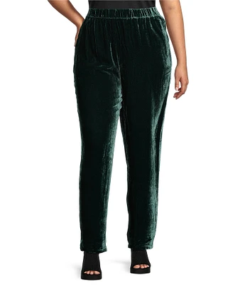 Eileen Fisher Plus Size Velvet High Pleated Waist Pull-On Tapered Ankle Pants