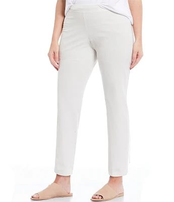 Eileen Fisher Plus Size Washable Stretch Crepe Pull-On Slim Leg Ankle Pants