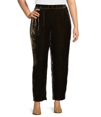 Eileen Fisher Plus Size Woven Pull-On Lantern Ankle Velvet Pants