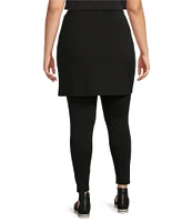 Eileen Fisher Plus Stretch Jersey Knit Skirted Ankle Leggings