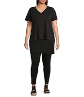 Eileen Fisher Plus Stretch Jersey Knit Skirted Ankle Leggings