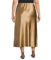 Eileen Fisher Plus Stretch Silk Charmeuse Full Skirt