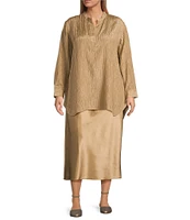 Eileen Fisher Plus Stretch Silk Charmeuse Full Skirt