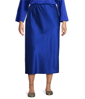 Eileen Fisher Plus Stretch Silk Charmeuse Full Skirt