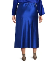 Eileen Fisher Plus Stretch Silk Charmeuse Full Skirt