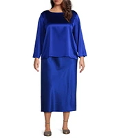 Eileen Fisher Plus Stretch Silk Charmeuse Full Skirt