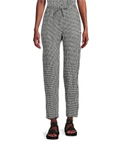 Eileen Fisher Puckered Organic Linen Gingham Taper Ankle Coordinating Pants